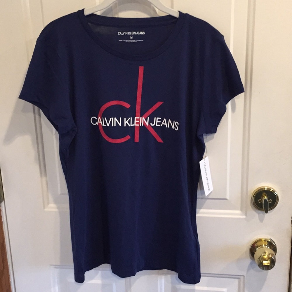 NWT Navy Calvin Klein Logo Graphic Tee